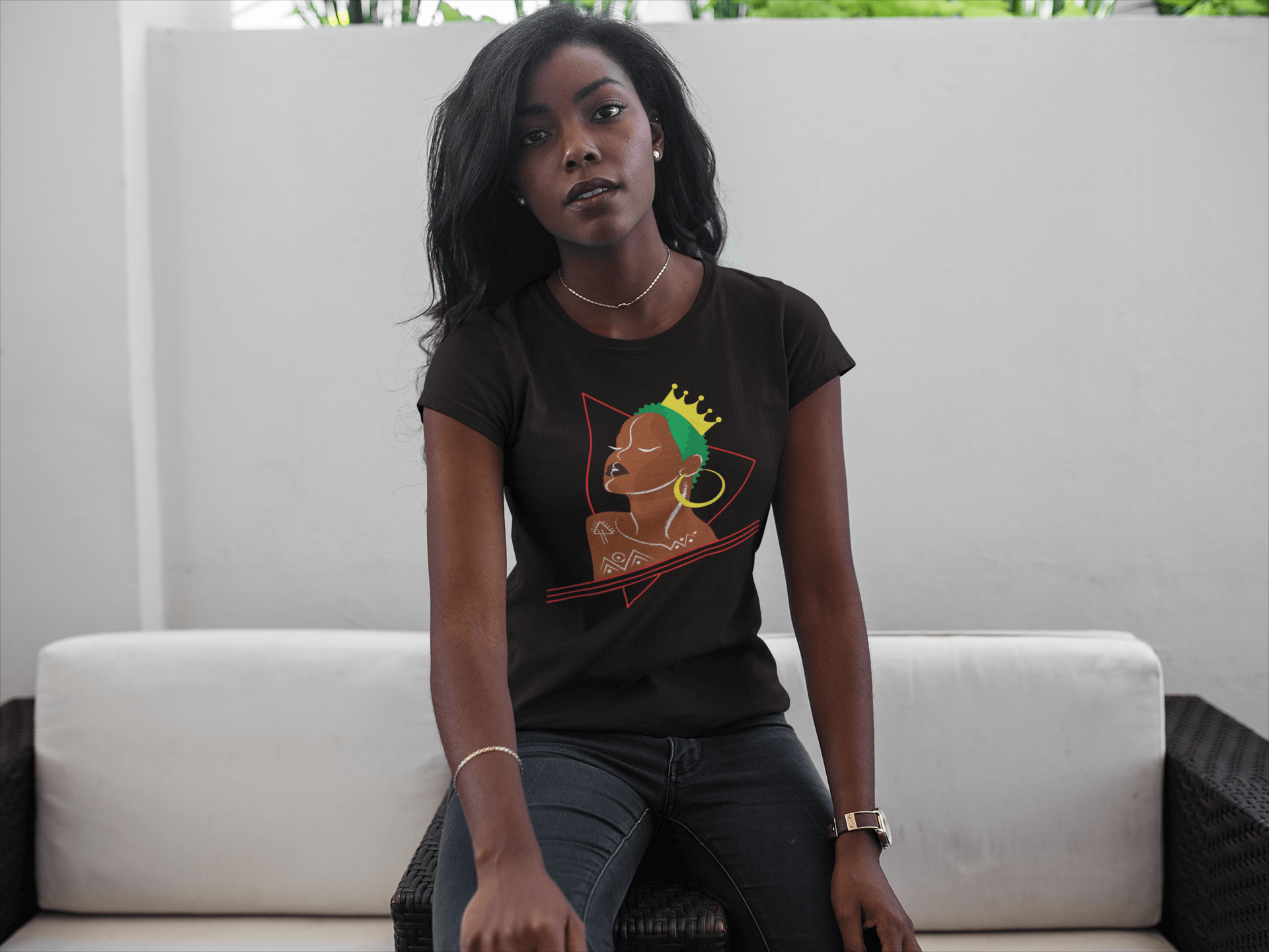 Black Queen with lime green hair Tshirt