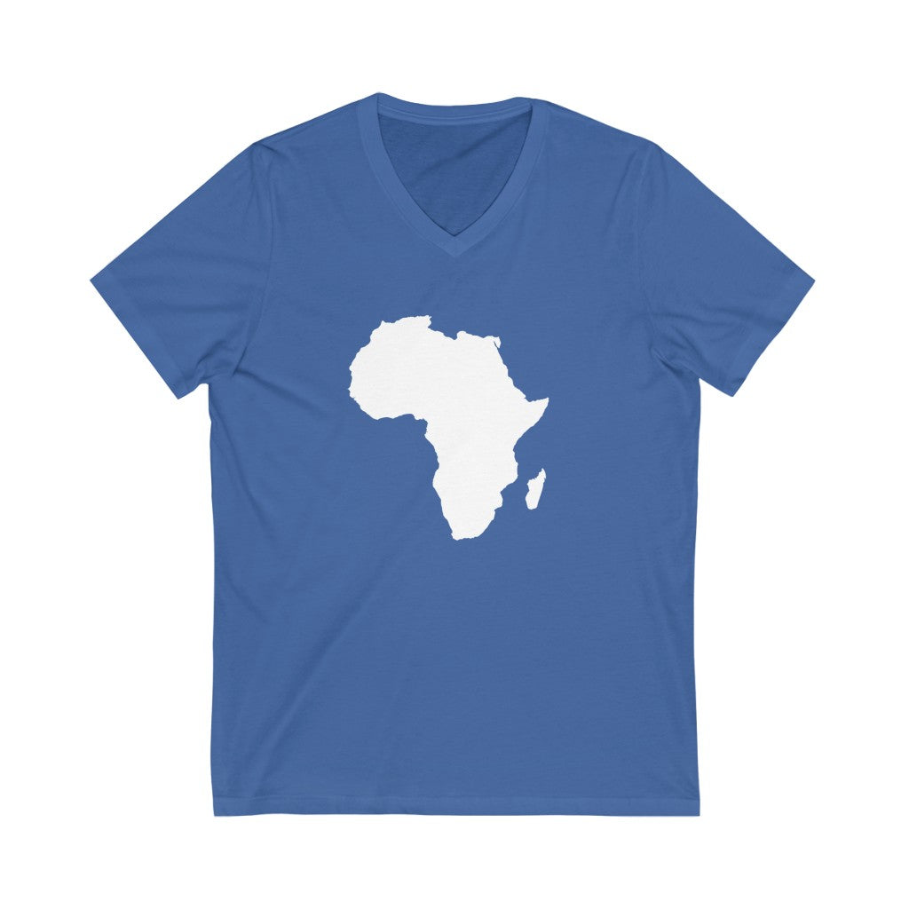 Africa Map T-Shirt, V-Neck in True Royal Blue