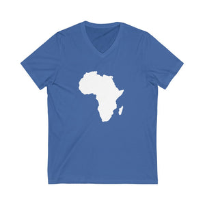Africa Map T-Shirt, V-Neck in True Royal Blue