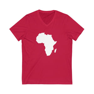 Africa Map T-Shirt, V-Neck in Red