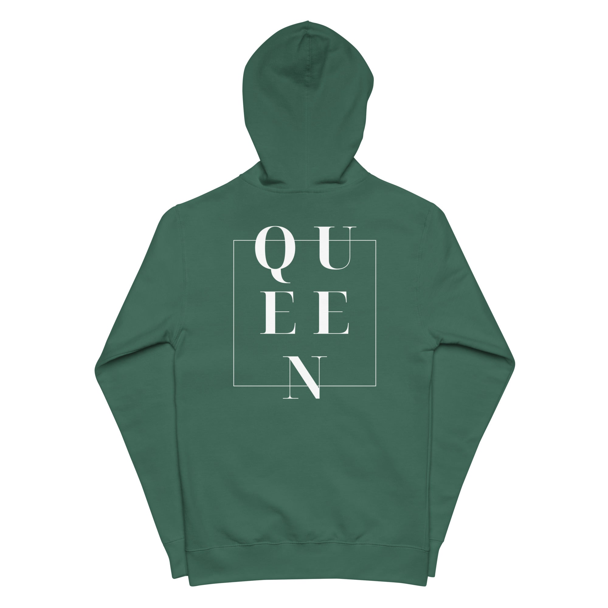 Queen Fleece Zip Up Hoodie in Green