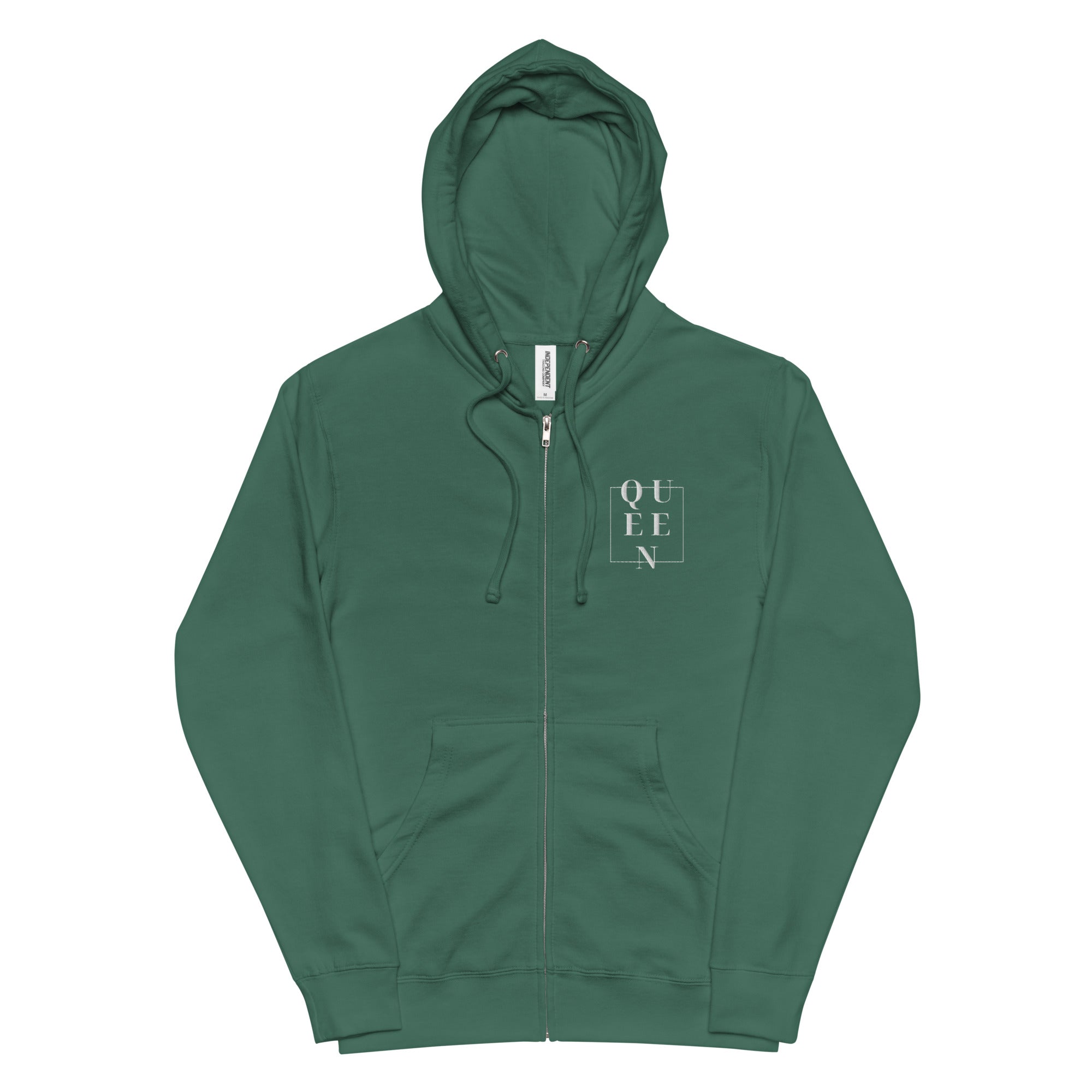 Queen embroidered fleece zip up hoodie