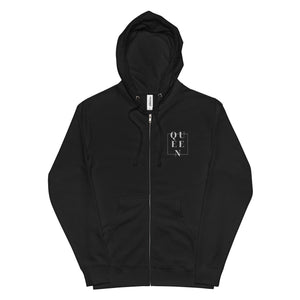 Queen embroidered fleece zip up hoodie