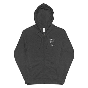 Queen embroidered fleece zip up hoodie