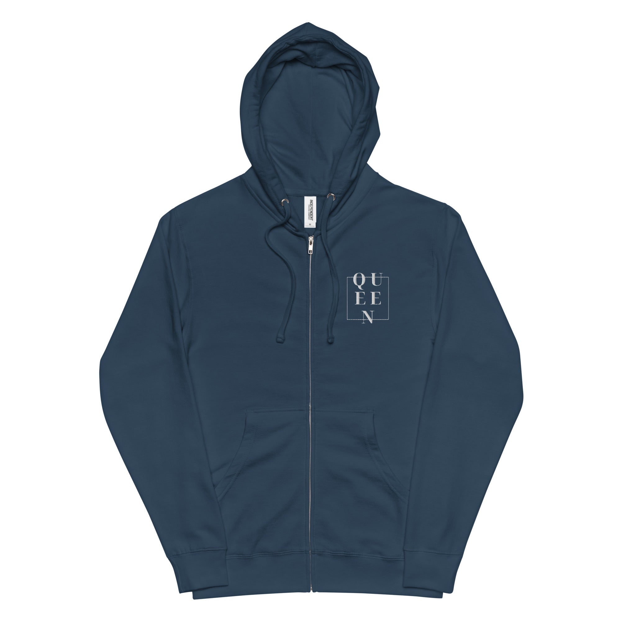 Queen embroidered fleece zip up hoodie