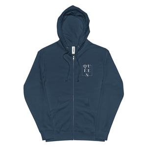 Queen embroidered fleece zip up hoodie